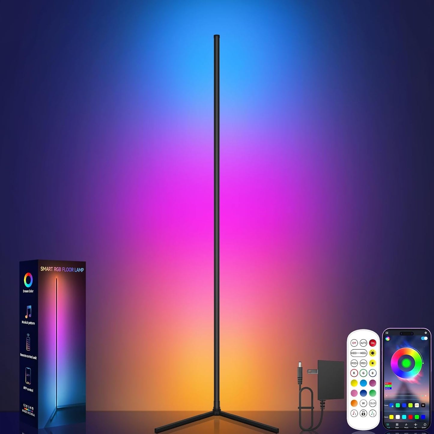 BKC 16 Million Colors LED Corner Lamp with Music Sync, App control