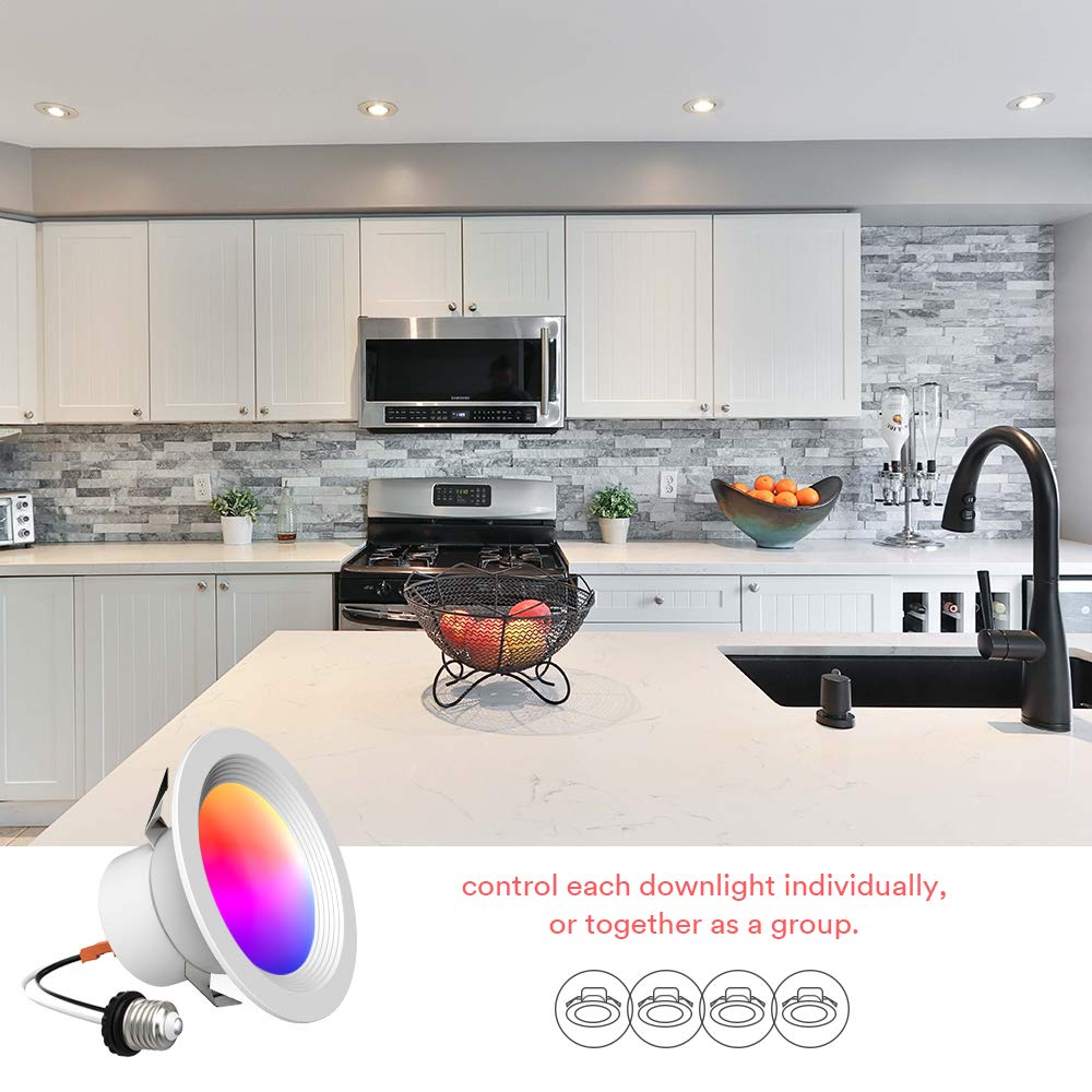إضاءة iLintek الذكية المدمجة مقاس 4 بوصات بتقنية Bluetooth RGBWW