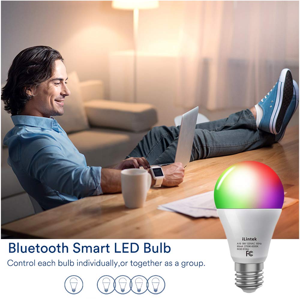 لمبة LED بتقنية البلوتوث iLintek A19 (عبوة واحدة)