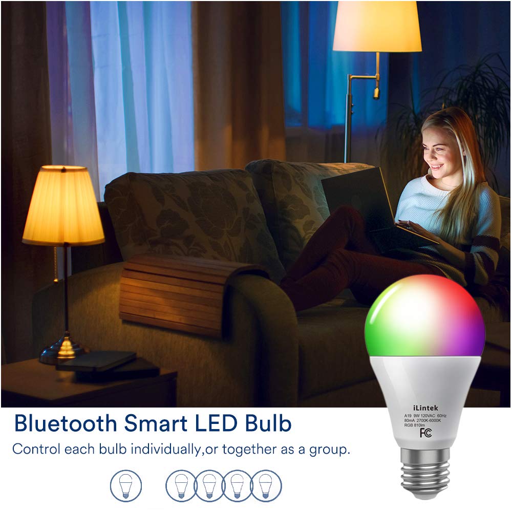 لمبة LED بتقنية البلوتوث iLintek A19 (عبوة واحدة)