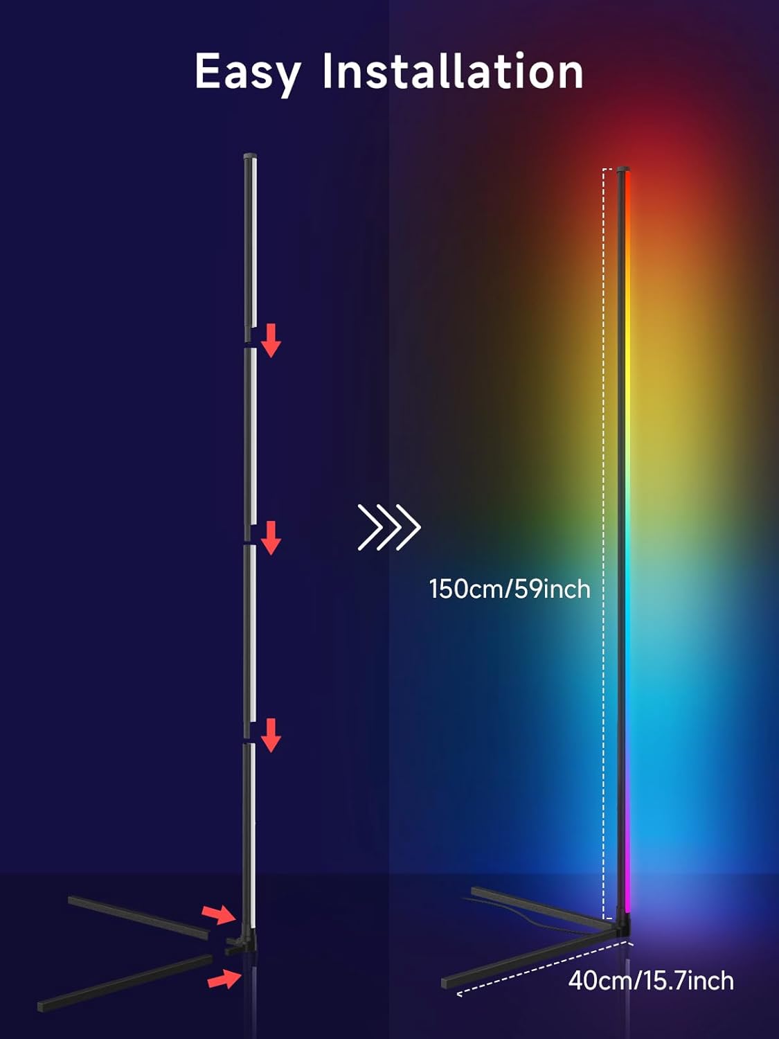 BKC 16 Million Colors LED Corner Lamp with Music Sync, App control