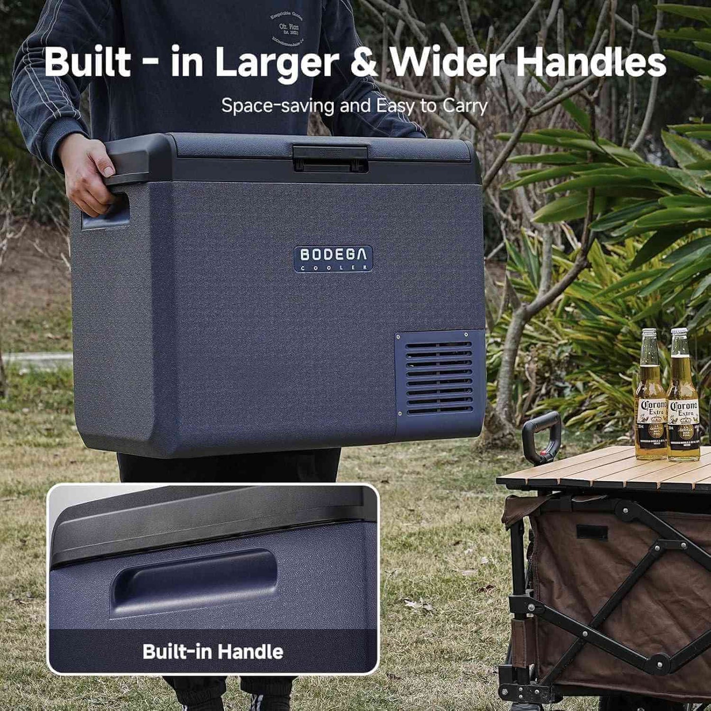 Bodegacooler Electric Cooler Portable Fridge Freezer IPX4 Rating Water Resistant 26/65qt