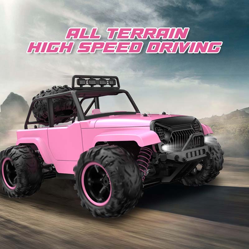 Coche RC rosa a escala 1:18, coche todoterreno de alta velocidad, escalada, 4x4, coche RC de deriva impermeable