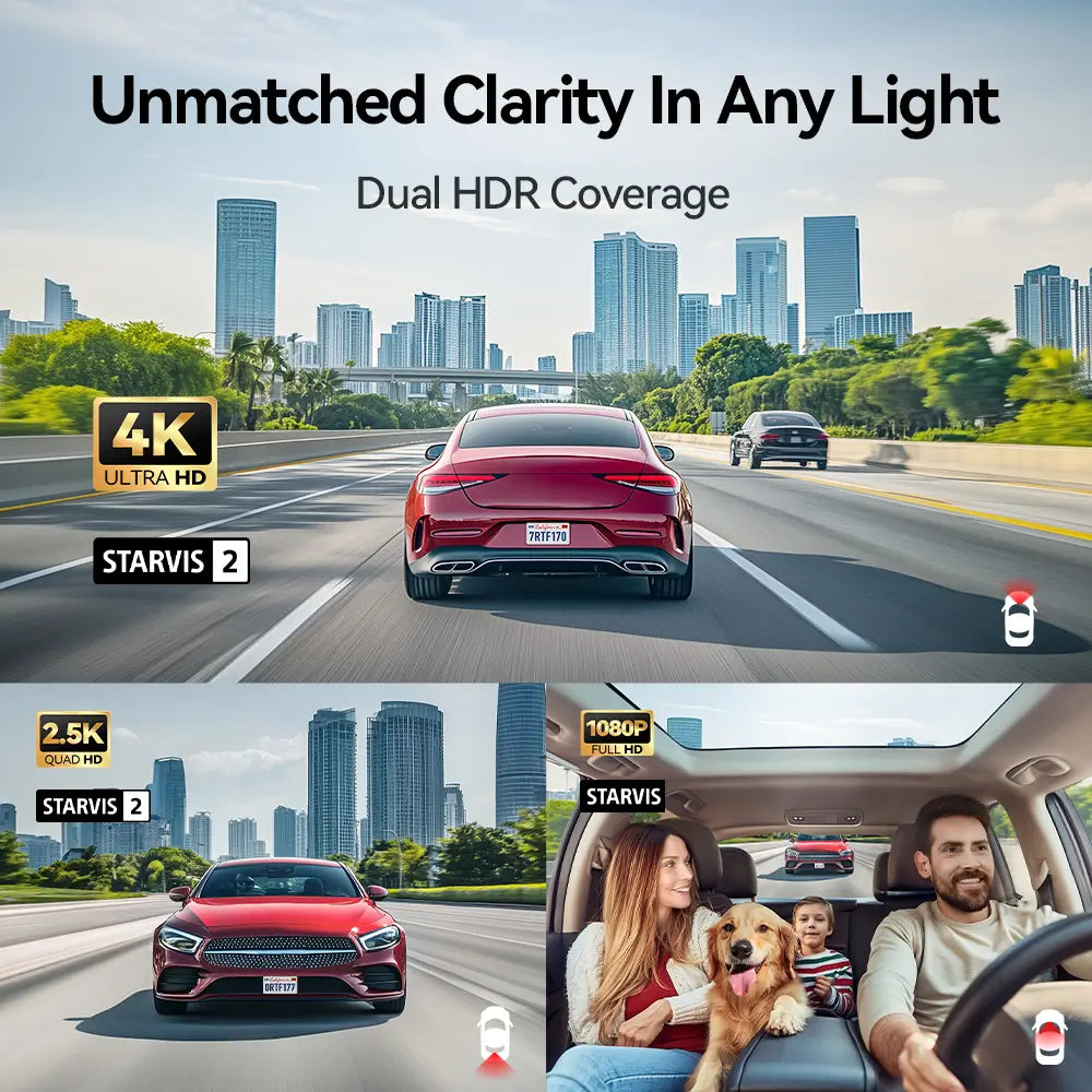 Redtiger F17Elite 3-Channel 4K+2.5K+1080P 24/7 Ultra-Color Wifi6 Dash Cam