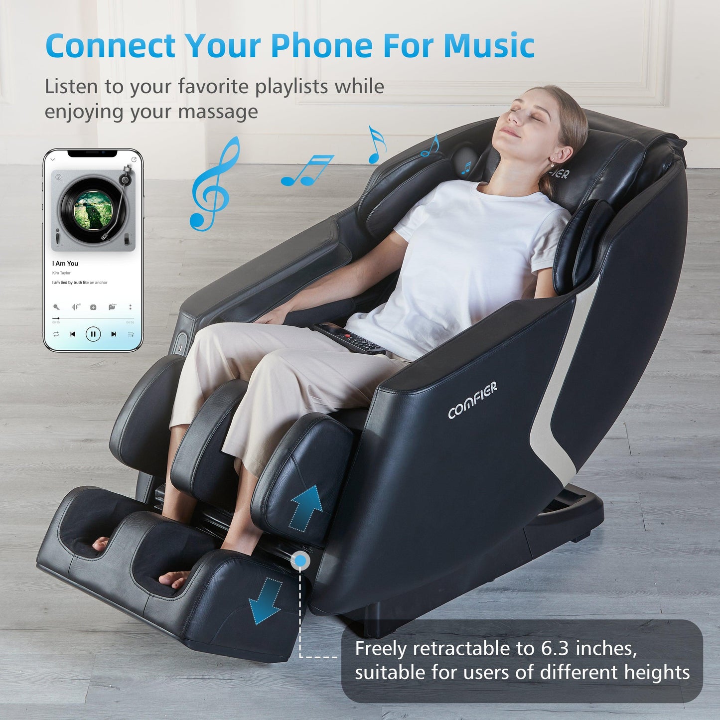 Comfier Massage Chair Recliner, AI-powered, Full Body Massage Recliner Chair, Zero Gravity, Bluetooth Speaker CF-9212