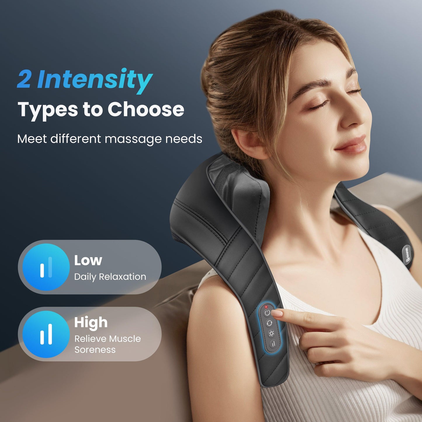 Shiatsu Neck and Shoulder Massager, 4D Deep Kneading Cordless Neck and Back Massager with Heat and Vibration CF-6811EU