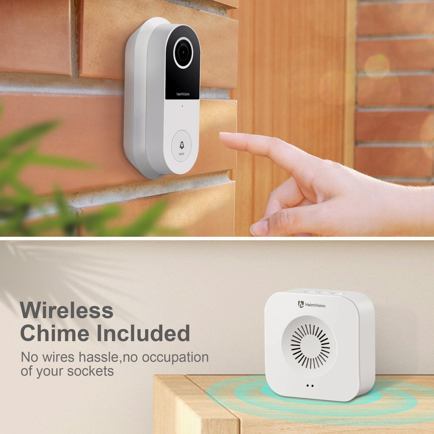 HeimVision 2K Video Doorbell, WiFi Doorbell Camera with Wireless Chime, Motion Activated Alerts, 2-Way Audio, Enhanced Night Vision, Weatherproof, Greets C1 (Existing Doorbell Wiring Required)