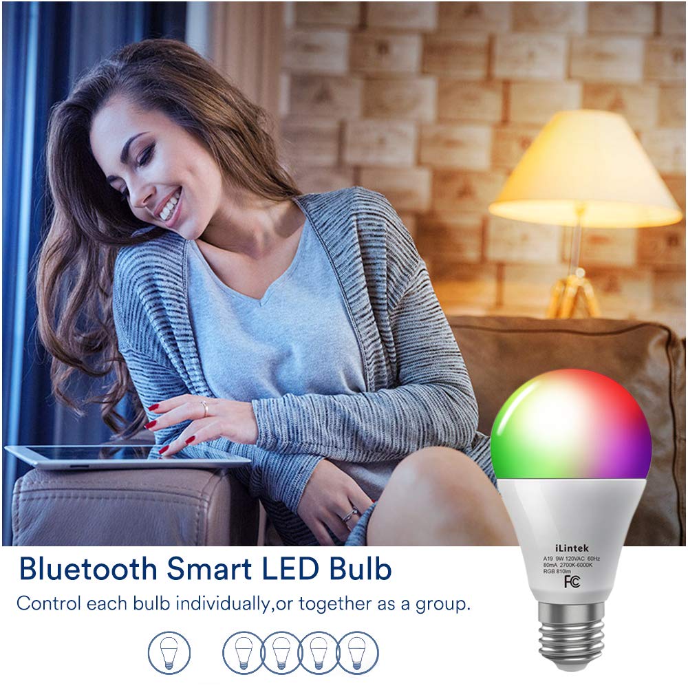 لمبة LED بتقنية البلوتوث iLintek A19 (عبوة واحدة)