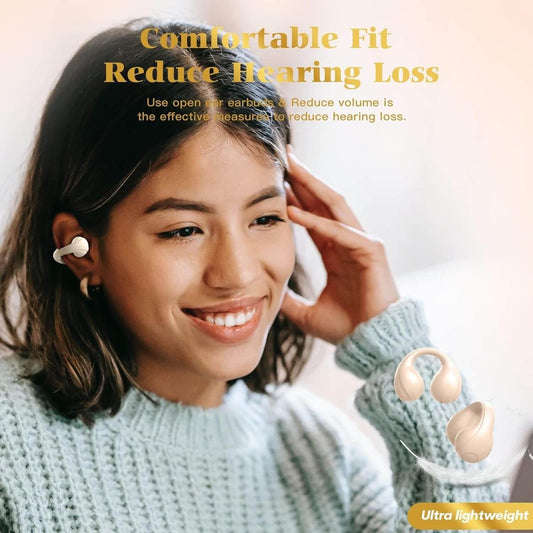 Wireless Open Ear Ear Clip On Bone Conduction Headphones Headset Bluetooth Earclip Open Ear Air Bone Conduction Earbuds Earphones Head Phones Outer Bone Conducting Headphones Earphones