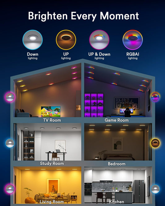 Lumary Smart RGBAI Can Light with Gradient Accent Night Light 4 inch 9W 780lm