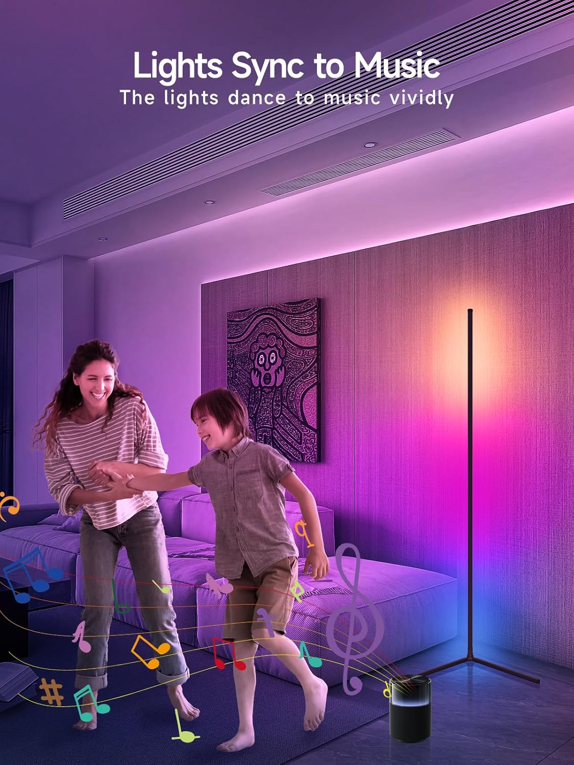 BKC 16 Million Colors LED Corner Lamp with Music Sync, App control