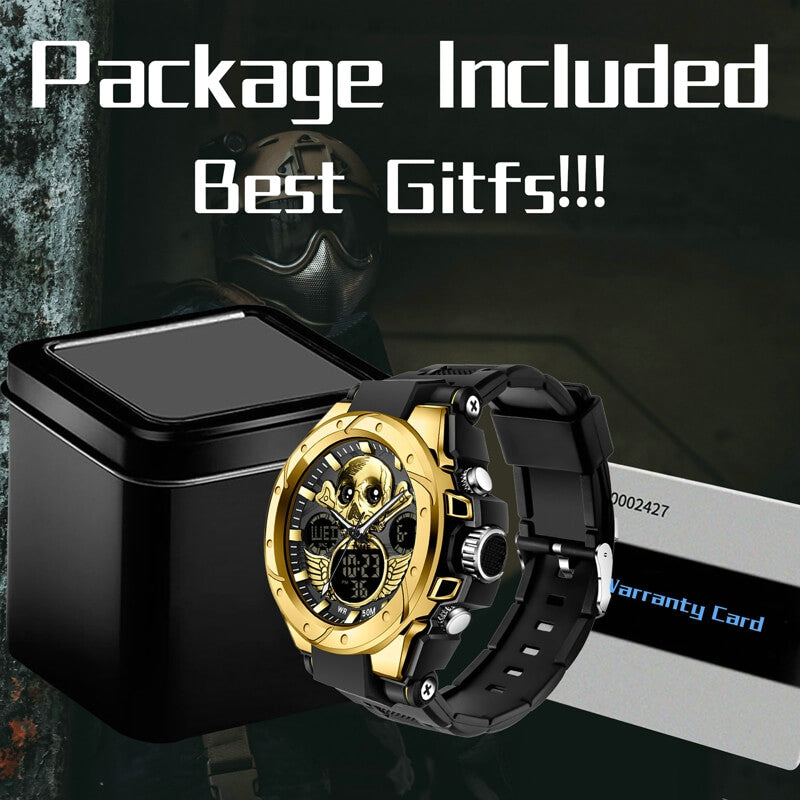 Findtime Skull Digital Watch for Men Unique Military Watches LED Backlight Waterproof Sport Outdoor