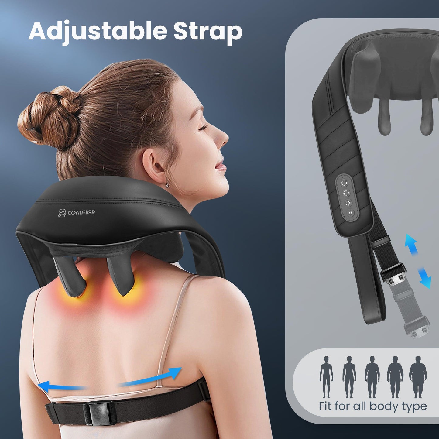Shiatsu Neck and Shoulder Massager, 4D Deep Kneading Cordless Neck and Back Massager with Heat and Vibration CF-6811EU