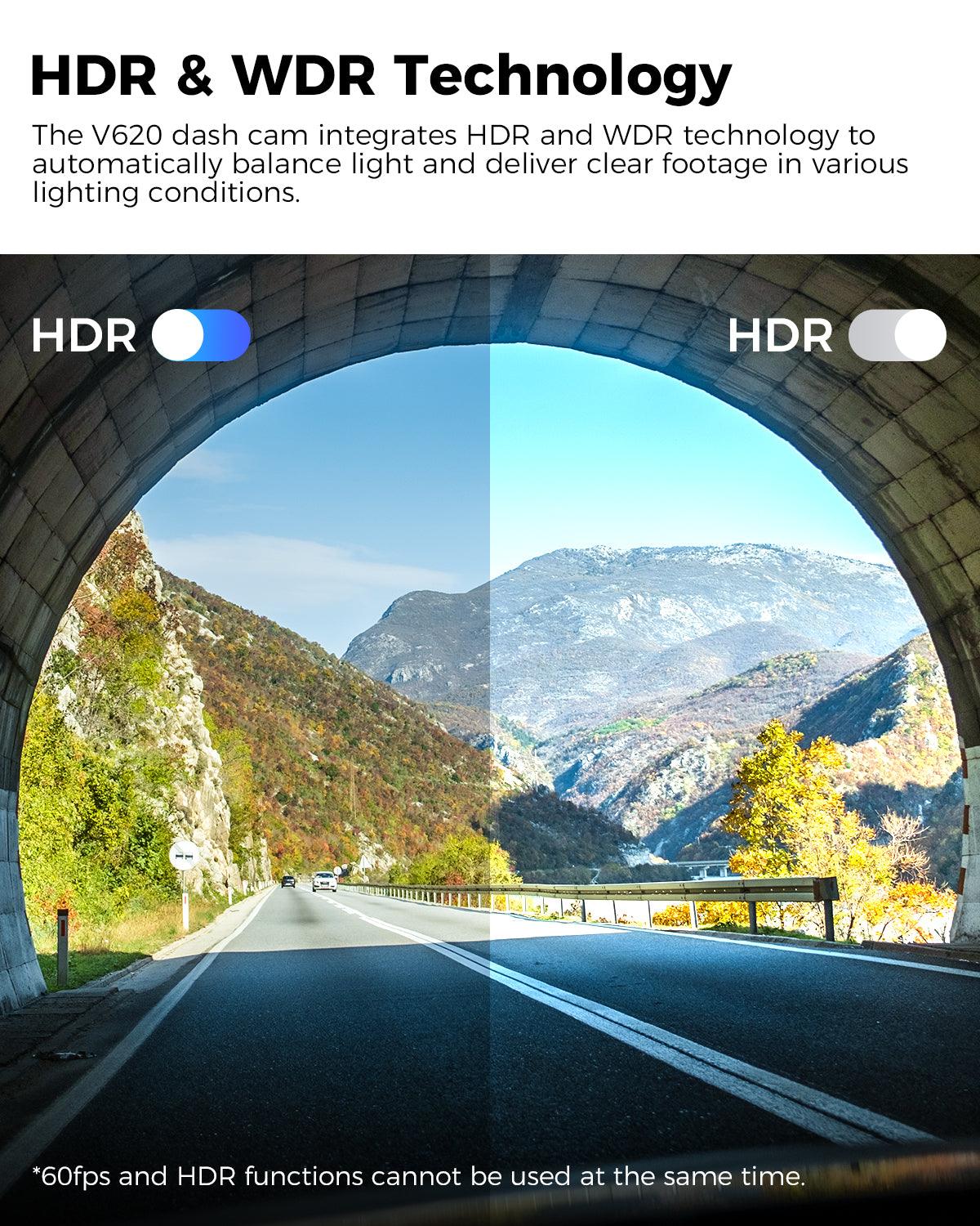 LINGDU V620 Front and Rear Dual Cameras for Cars, 2 Channel Dash Cam 4K Ultra HD Built-in WiFi 6& GPS, APP Control, Smart Voice Control ADAS WDR Night Vision