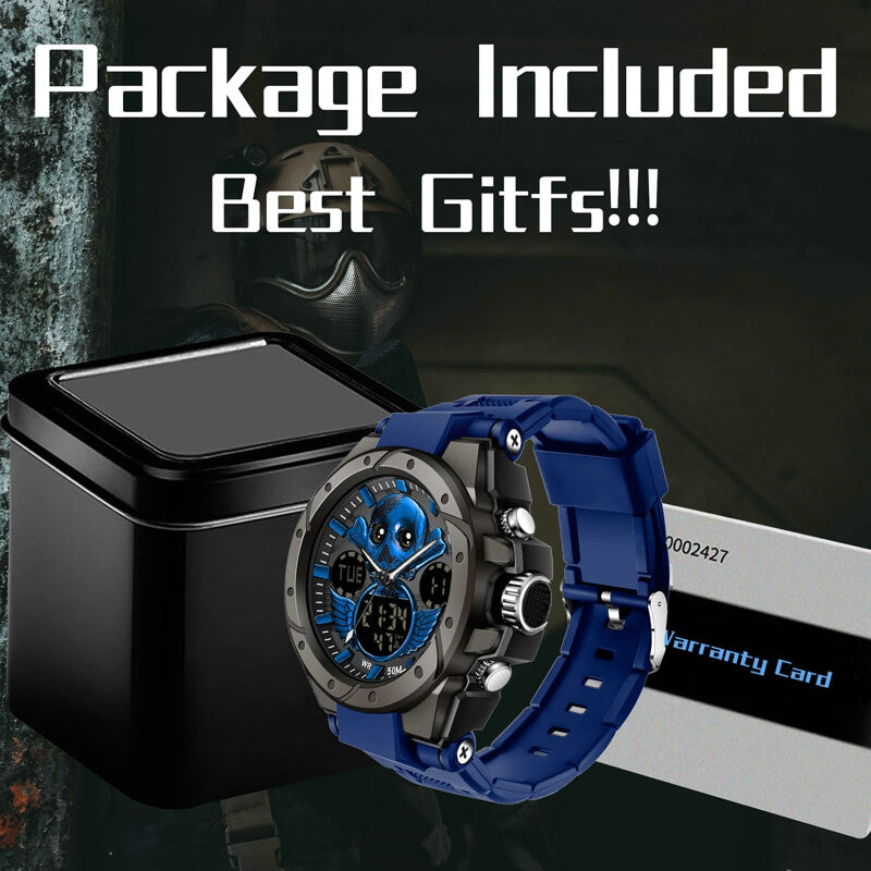 Findtime Skull Digital Watch for Men Unique Military Watches LED Backlight Waterproof Sport Outdoor