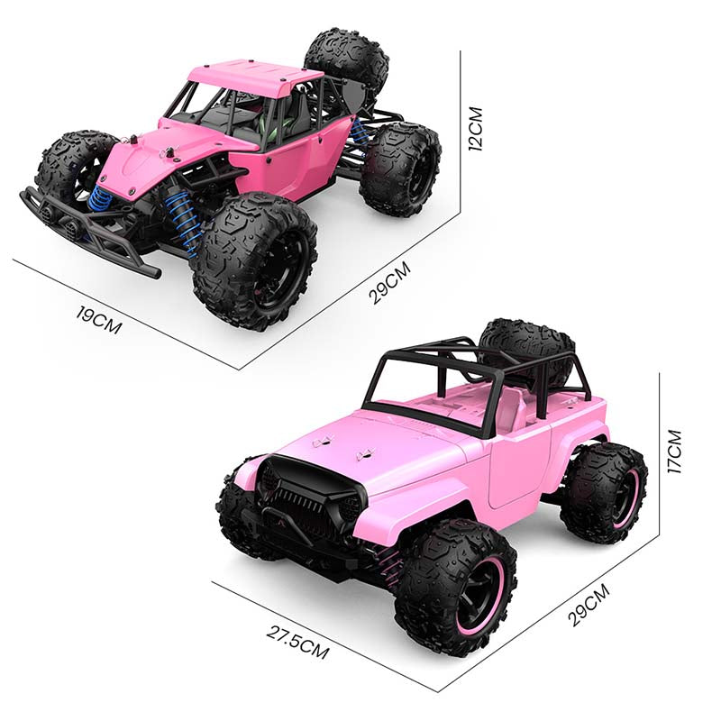 Coche RC rosa a escala 1:18, coche todoterreno de alta velocidad, escalada, 4x4, coche RC de deriva impermeable