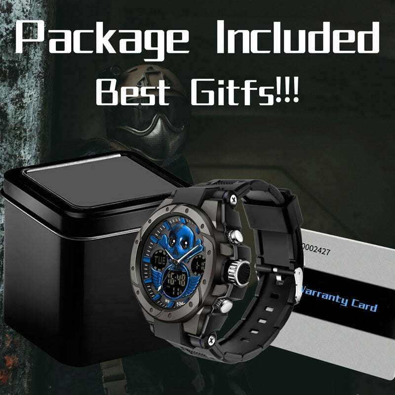 Findtime Skull Digital Watch for Men Unique Military Watches LED Backlight Waterproof Sport Outdoor