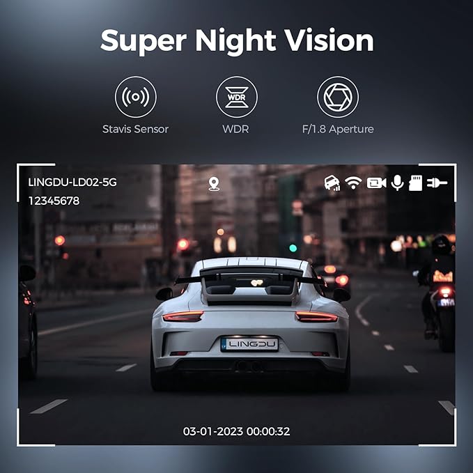 LINGDU LD02 3CH Dash Cam 4K with 3" Screen Super Night Vision 24H Parking Mode