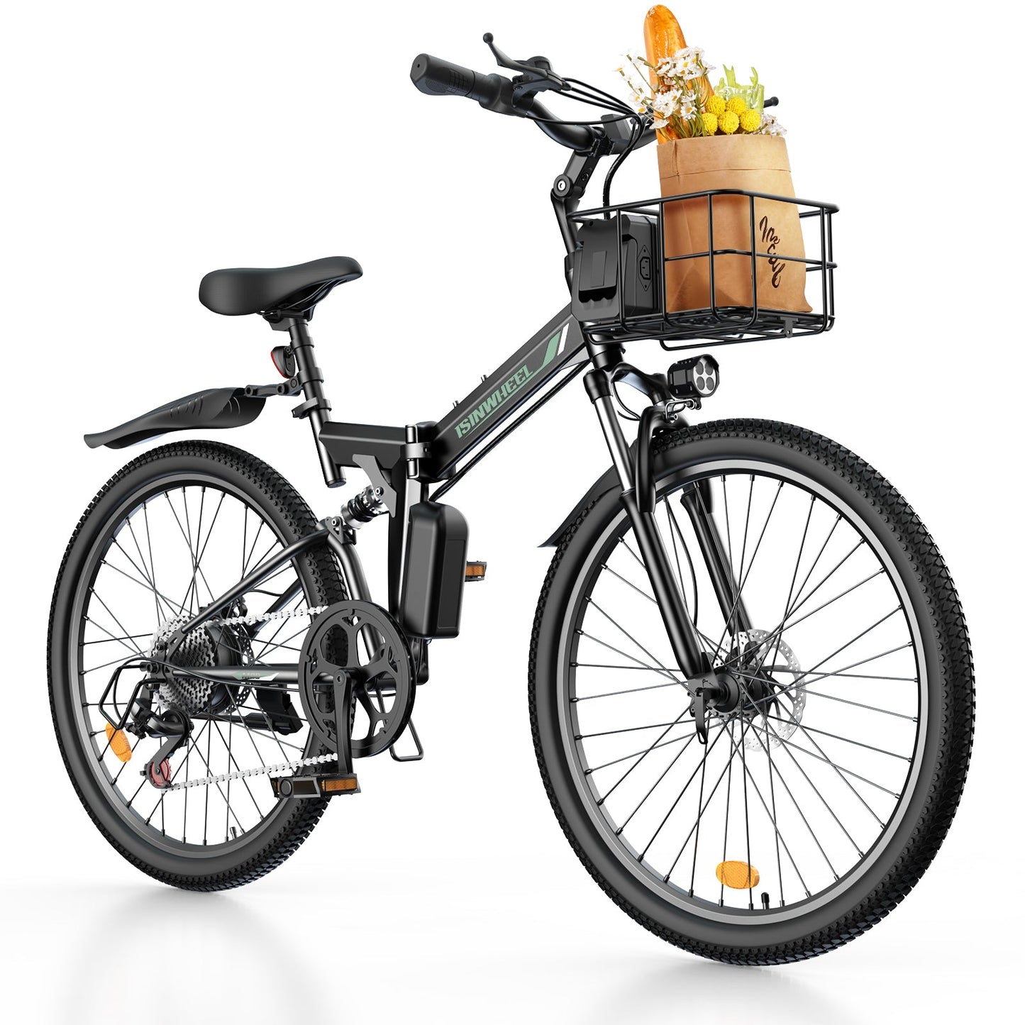 isinwheel M40 Folding Electric Bike with Basket