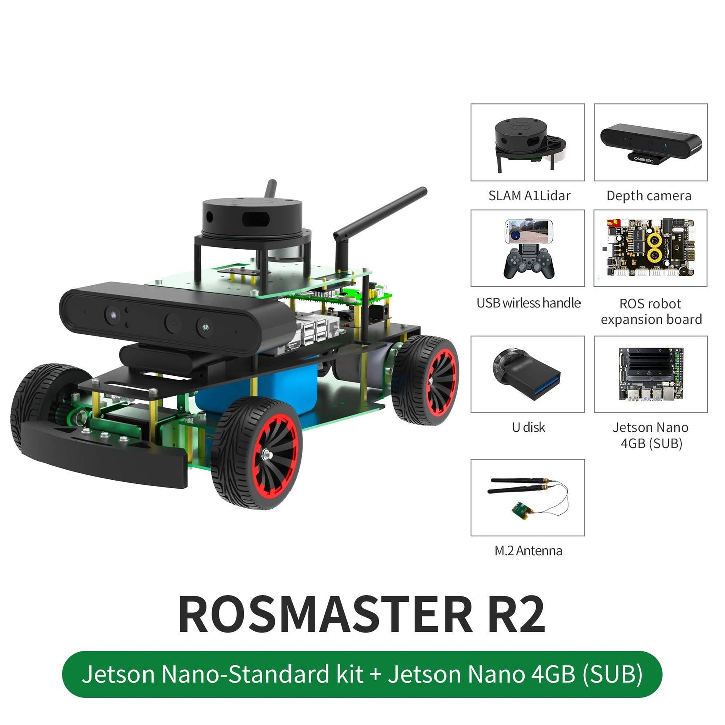 ROSMASTER R2 ROS2 STEM Education Python Programming Robot with Ackermann structure for Jetson NANO 4GB/Orin NANO/Orin NX/RPi 4B(Max Speed:1.8m/s)
