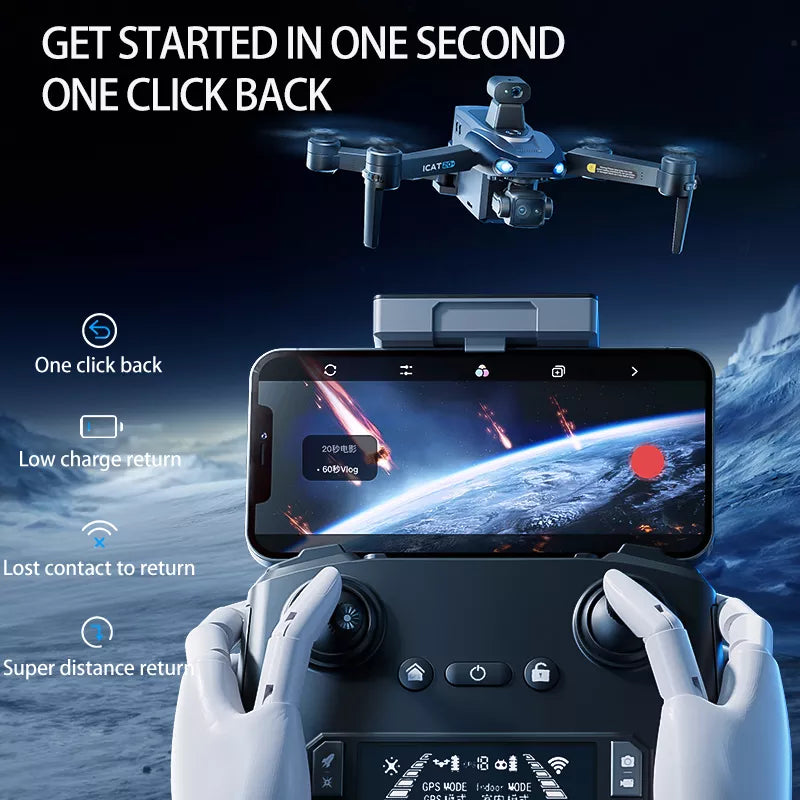 SMRC S840 PRO Titanium Gray 8K Drone 3-Axis Gimbal EIS Camera Intelligent Obstacle Avoidance 5G GPS Quadcopter with Screen Remote Control