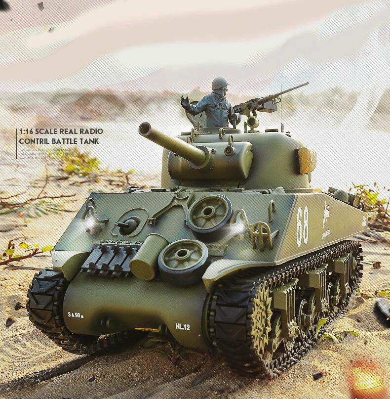Heng Long 3898 US Sherman M4A3 RC Tank 2.4G 1/16 Upgraded Metal RC Tank toys