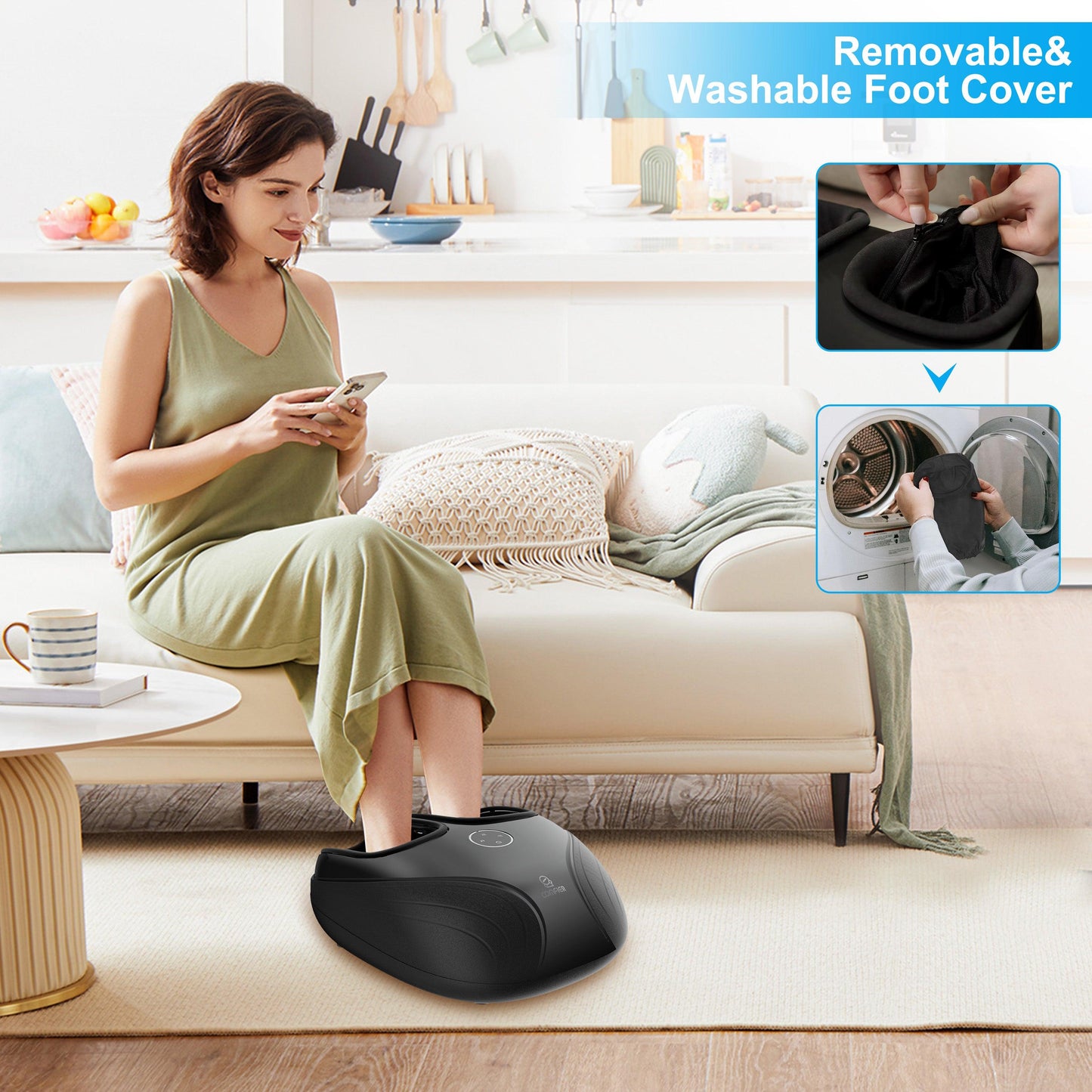 Comfier Foot Massager Machine with Heat, Shiatsu, Keading Rolling Compression Feet Massager CF-5003-EU