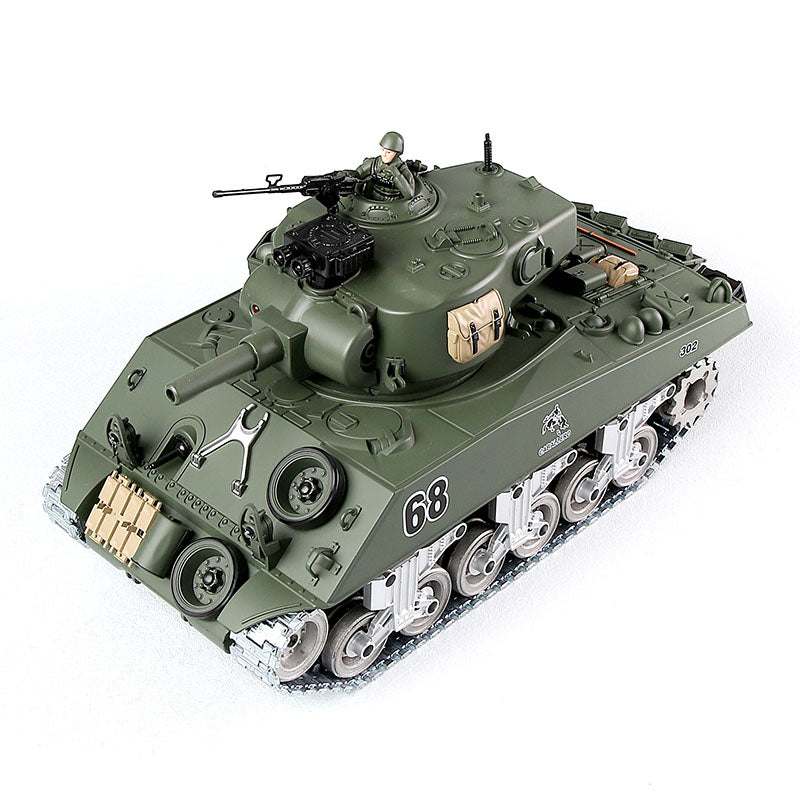 RC Tank American M4A3 ZY 828 PRO 1:18 RC Car Metal Track Metal Road Wheels Electric Charging Battle RC Car Toy