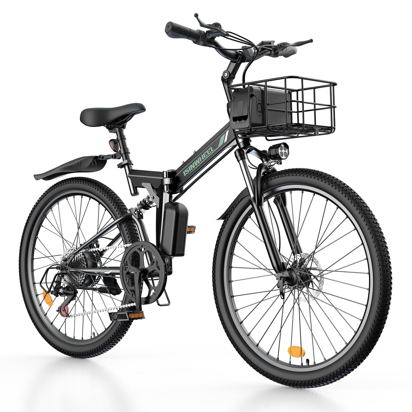 isinwheel M40 Folding Electric Bike with Basket