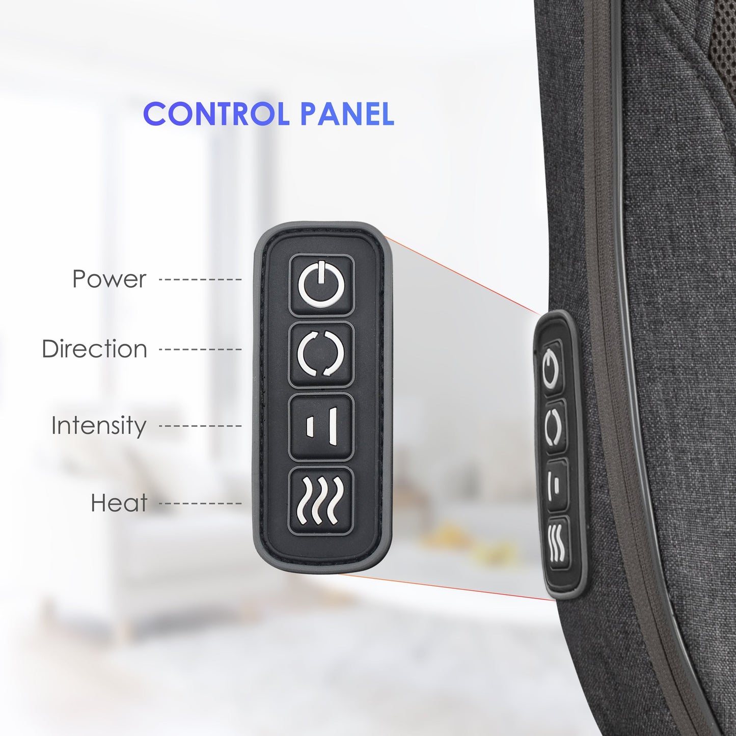 Comfier Cordless Back Massager with Heat, Rechargeable Shiatsu Massage Chair Pad CF-1902C-CA