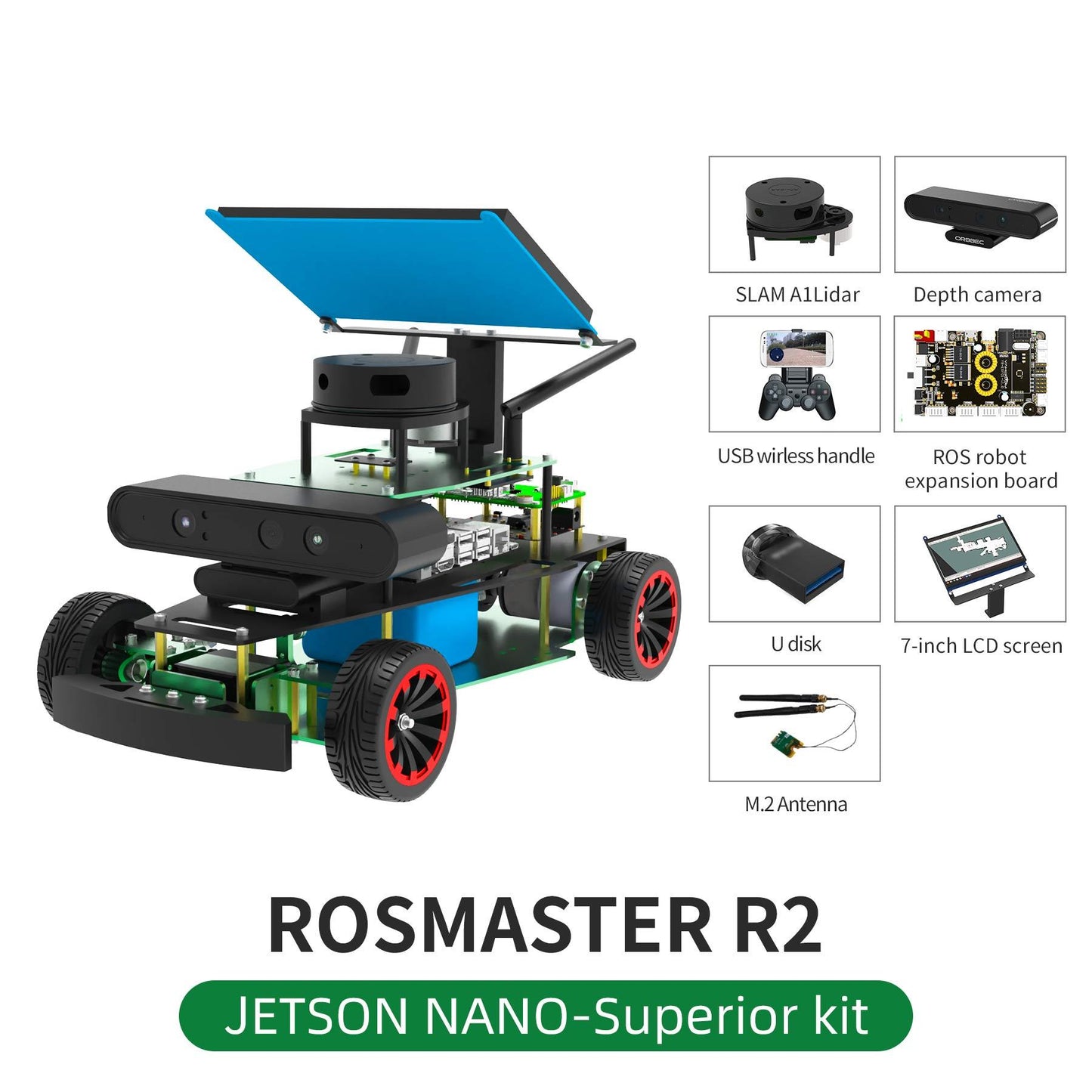 ROSMASTER R2 ROS2 STEM Education Python Programming Robot with Ackermann structure for Jetson NANO 4GB/Orin NANO/Orin NX/RPi 4B(Max Speed:1.8m/s)