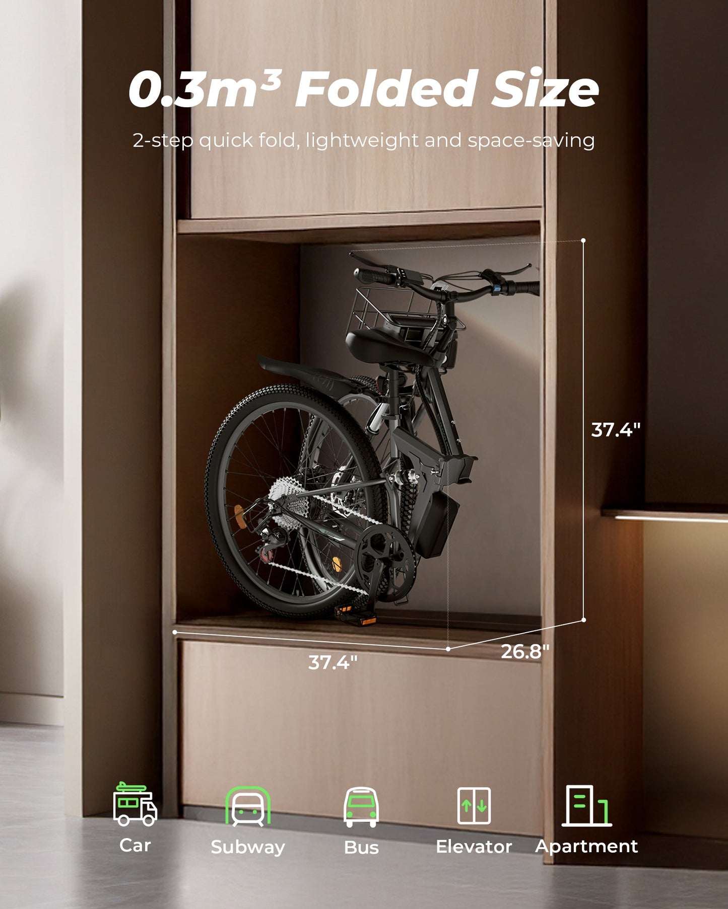 isinwheel M40 Folding Electric Bike with Basket