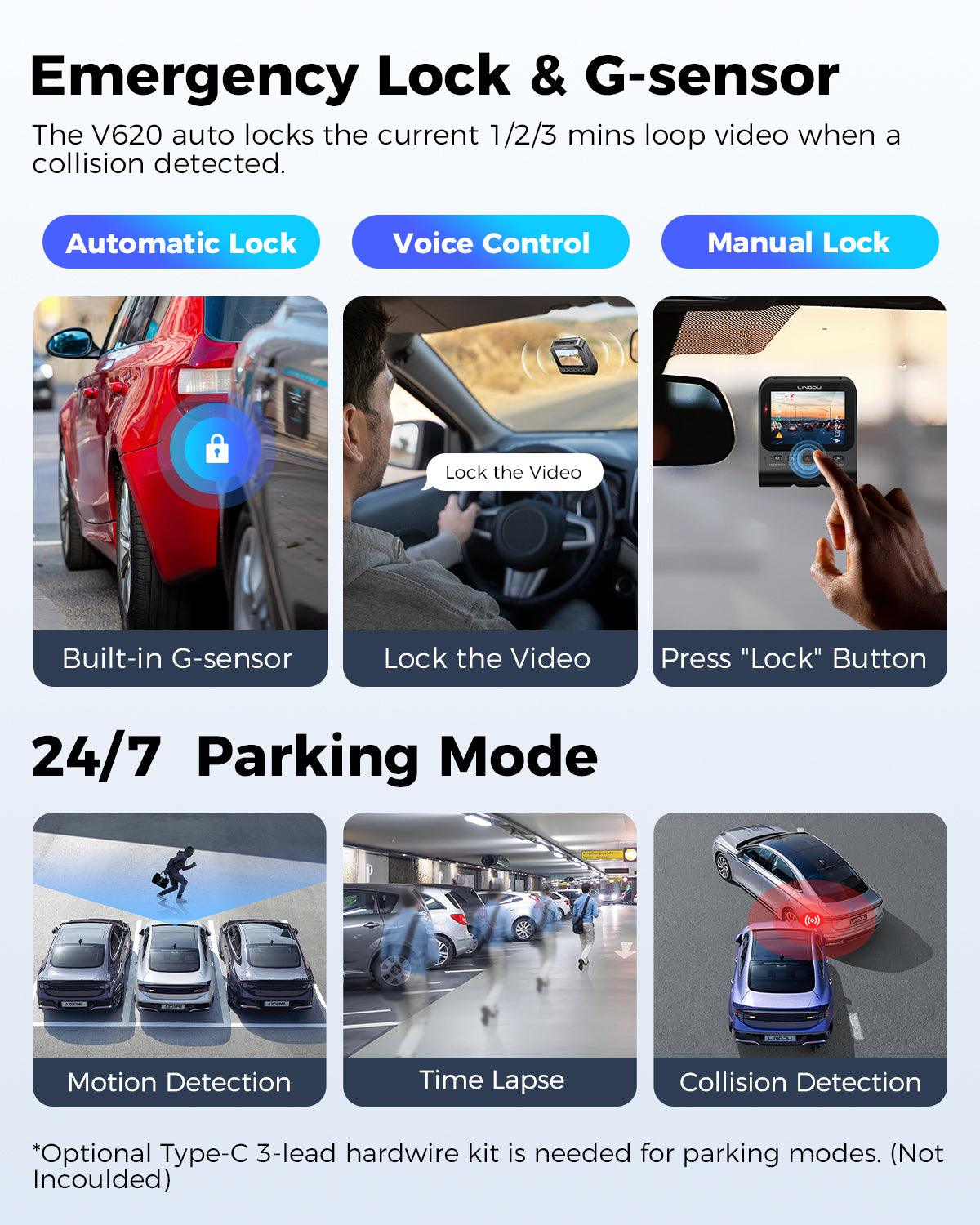 LINGDU V620 Front and Rear Dual Cameras for Cars, 2 Channel Dash Cam 4K Ultra HD Built-in WiFi 6& GPS, APP Control, Smart Voice Control ADAS WDR Night Vision