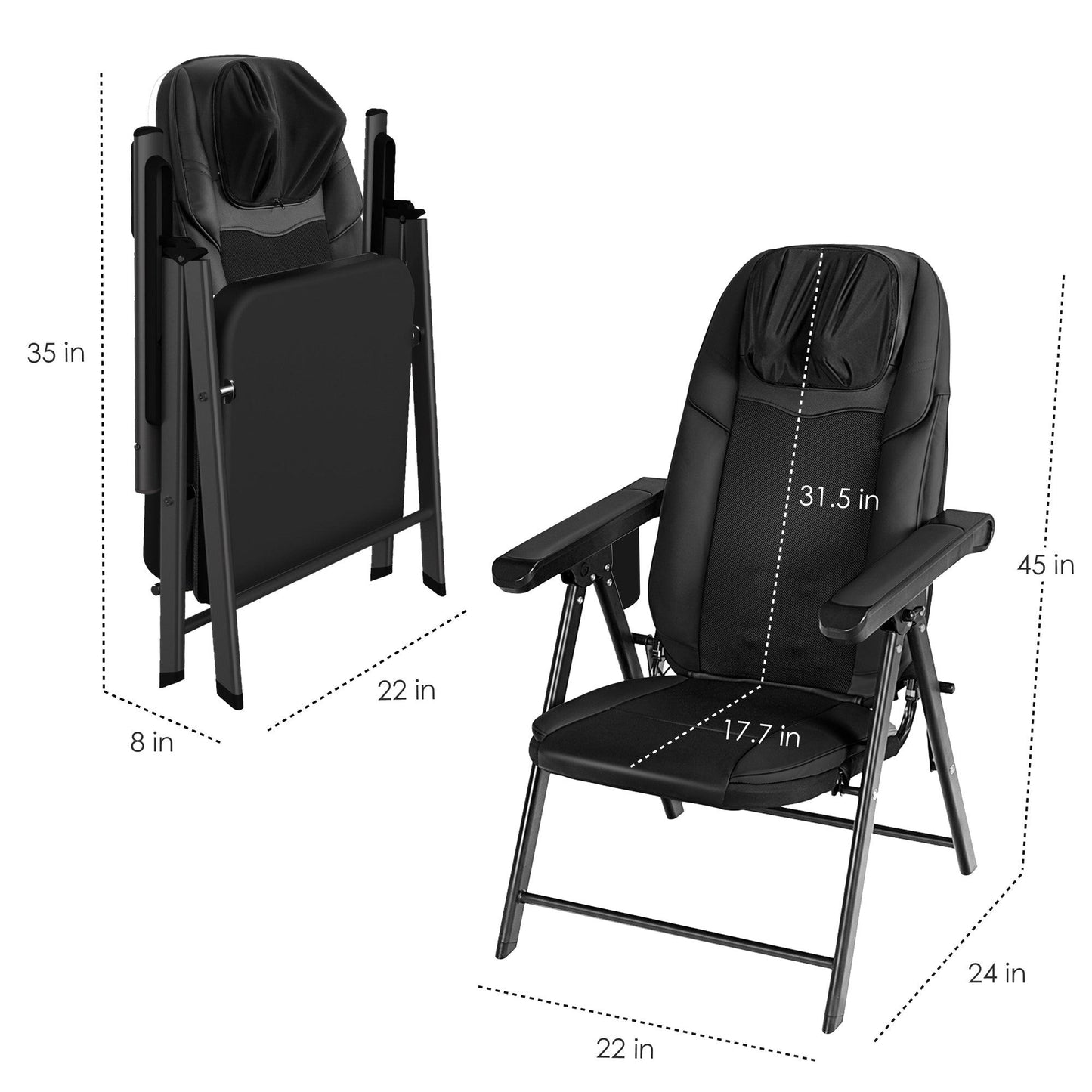 Comfier Portable Folding Massage Chair-Shiatsu Neck and Back Massager with Heat CF-9202