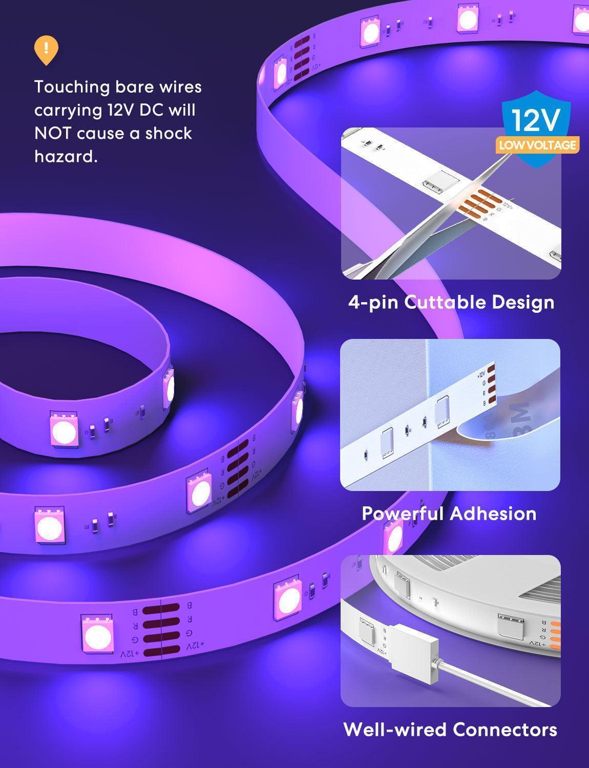 شريط إضاءة LED ذكي RGB من Meross، MSL320HK (الولايات المتحدة/أستراليا)