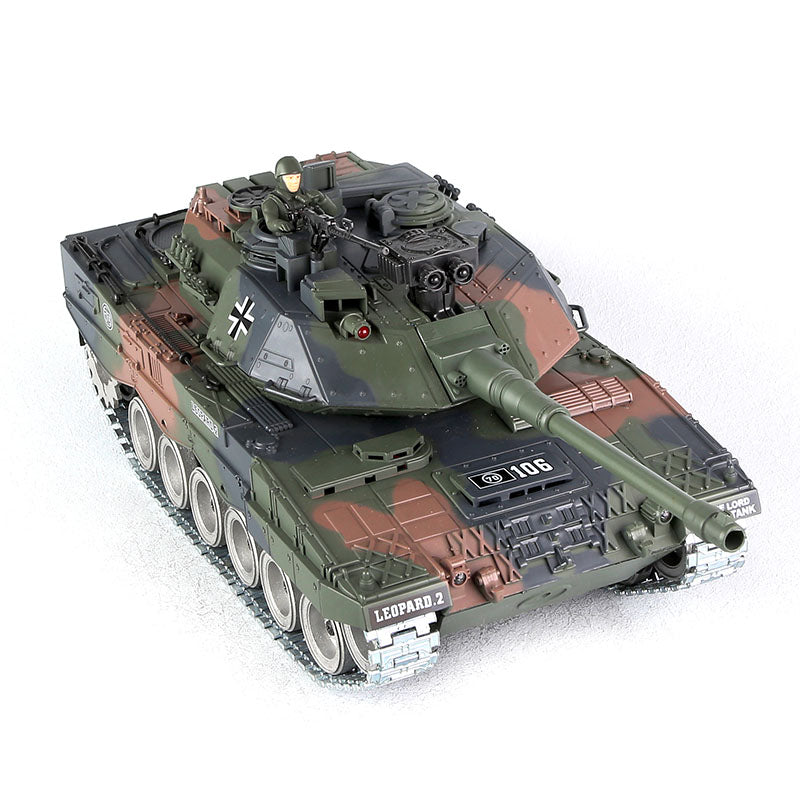 RC Tank German Leopard 2 ZY 822 PRO 1:18 RC Car Metal Track Metal Road Wheels Electric Battle RC Tank Toy