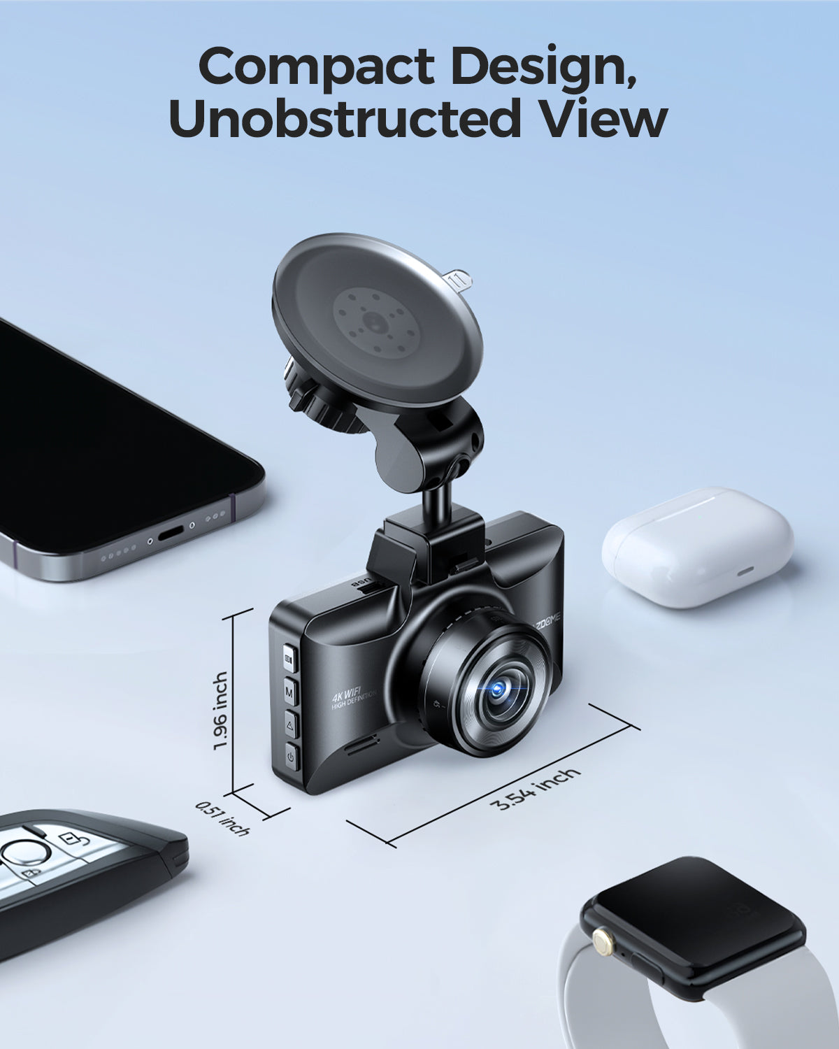 AZDOME M01 Max 4K Dash Cam Front and Rear 3" Screen Dual Dashboard Camera for Car with Free 64GB Card, Built-in ADAS G-Sensor, 24H Parking Mode