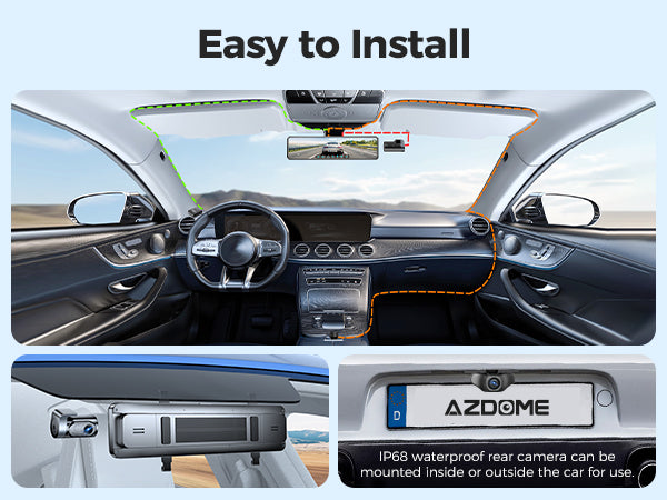 AZDOME PG18S 2CH Mirror Dash Cam 4K with 12" Touch Screen WDR Night Vision Parking Assistance