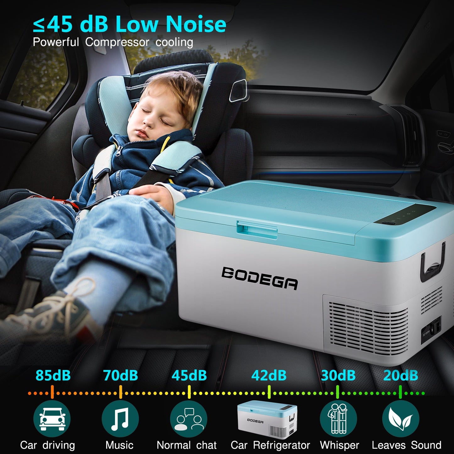 BODEGAcooler 20qt/18L Portable Car Fridge/Freezer K18 Bule