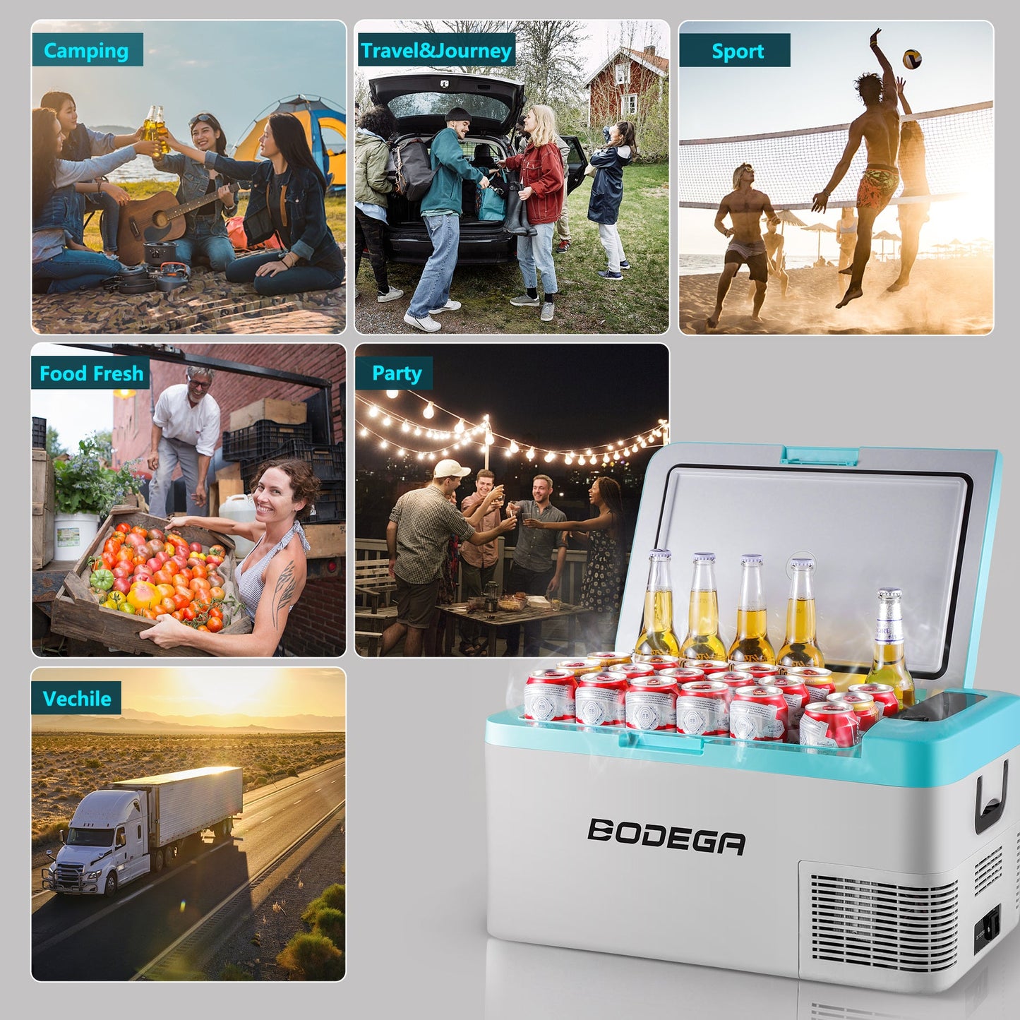 BODEGAcooler 20qt/18L Portable Car Fridge/Freezer K18 Bule
