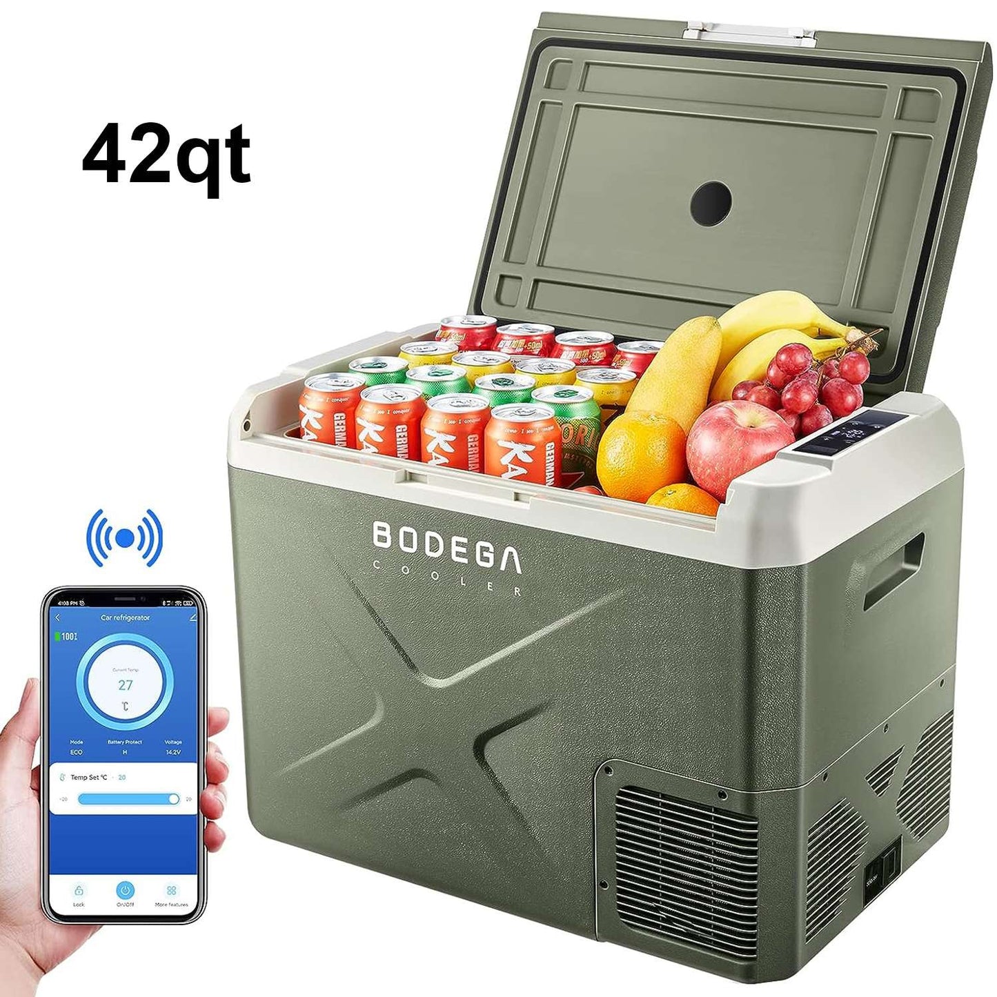 BODEGA cooler 12 Volt Car Refrigerator 26/32/42/53qt Portable Freezer Green