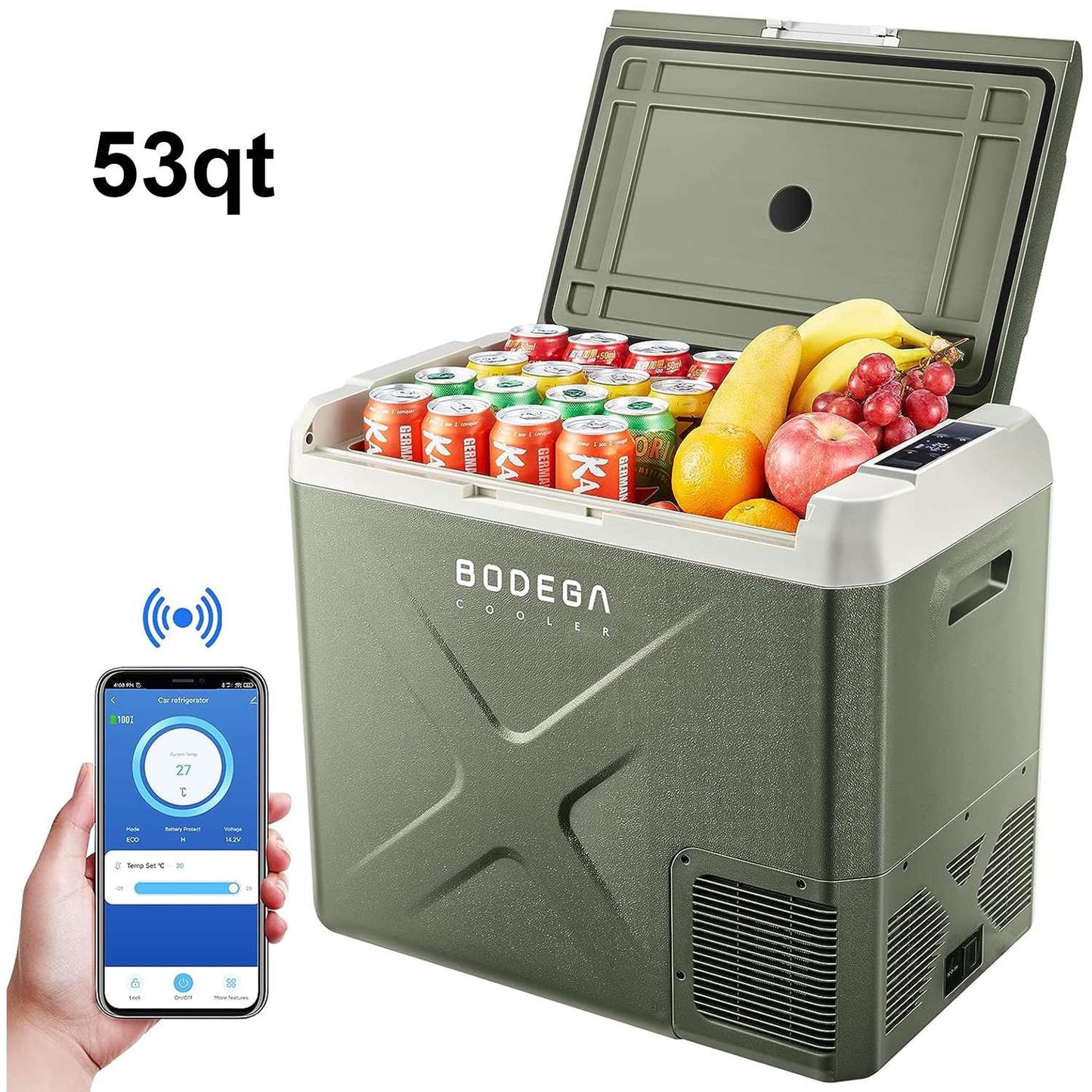 BODEGA cooler 12 Volt Car Refrigerator 26/32/42/53qt Portable Freezer Green