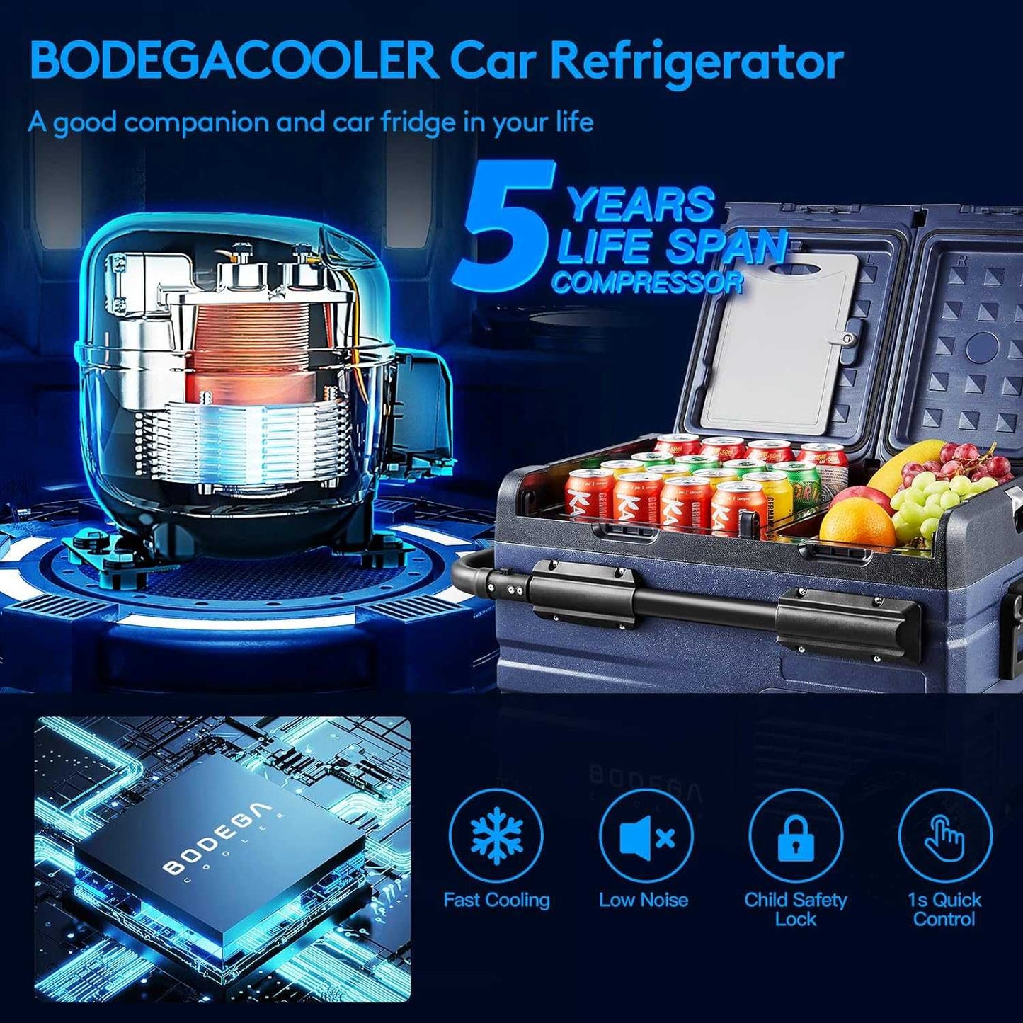 BODEGAcooler Car Fridge Dual Door Dual Zone 59QT