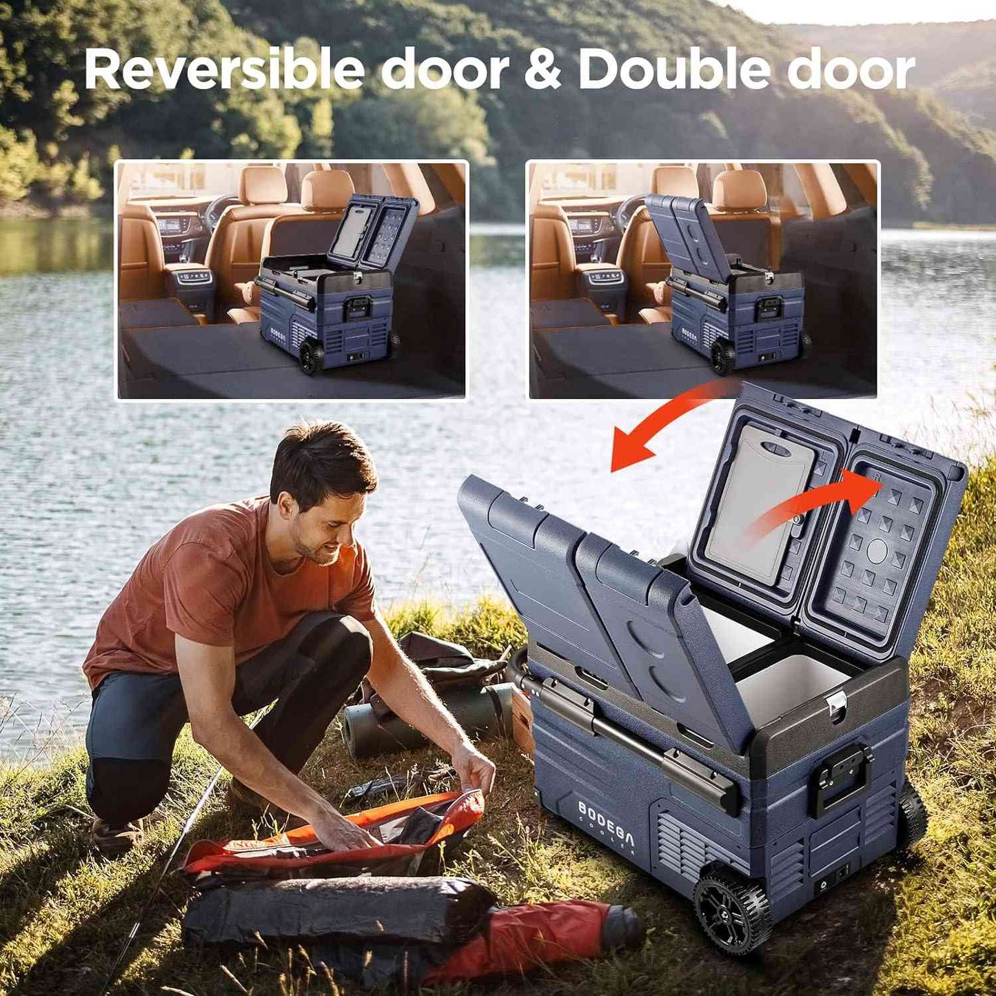 BODEGAcooler Car Fridge Dual Door Dual Zone 59QT