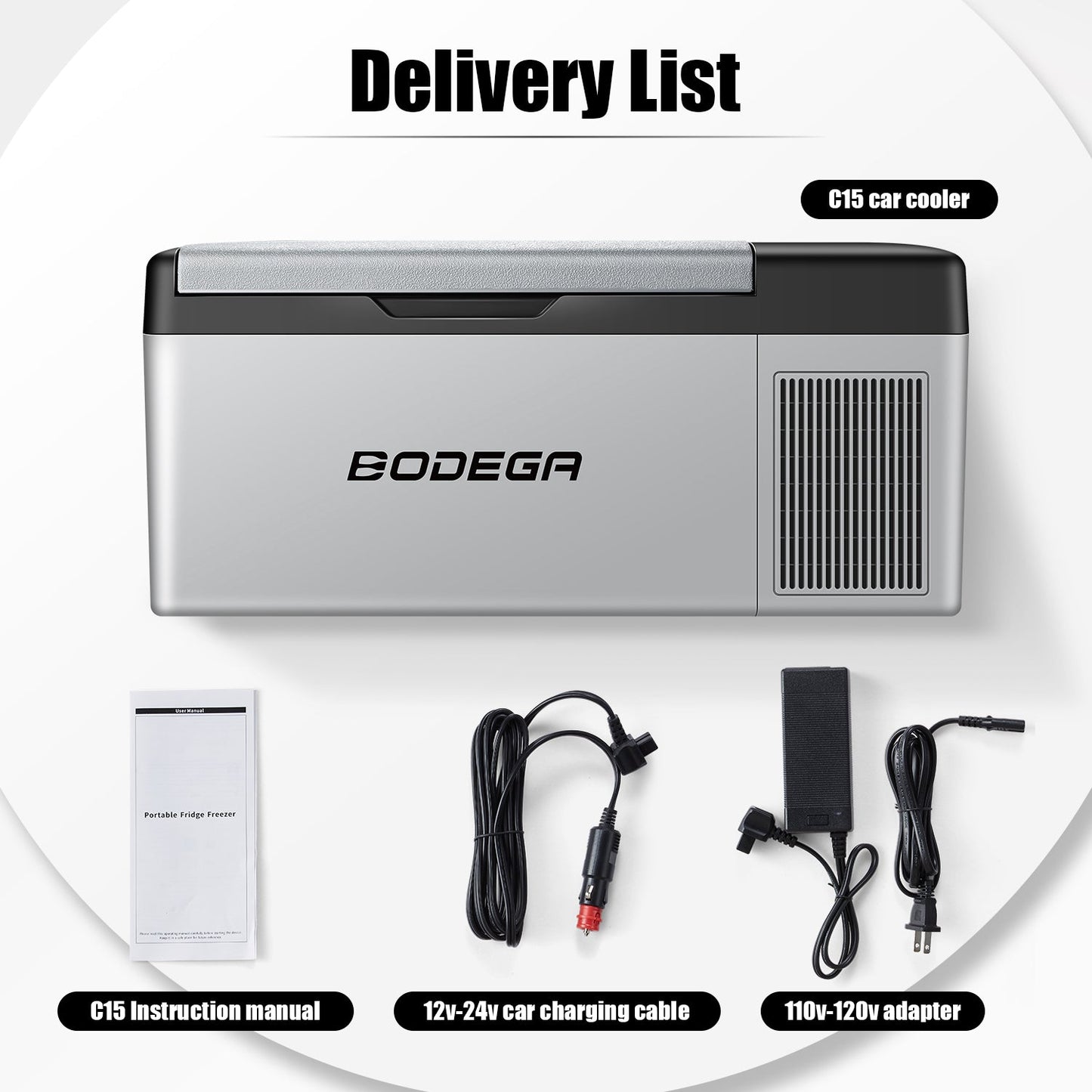 BODEGAcooler Mini Car Refrigerator 16qt/15L C15
