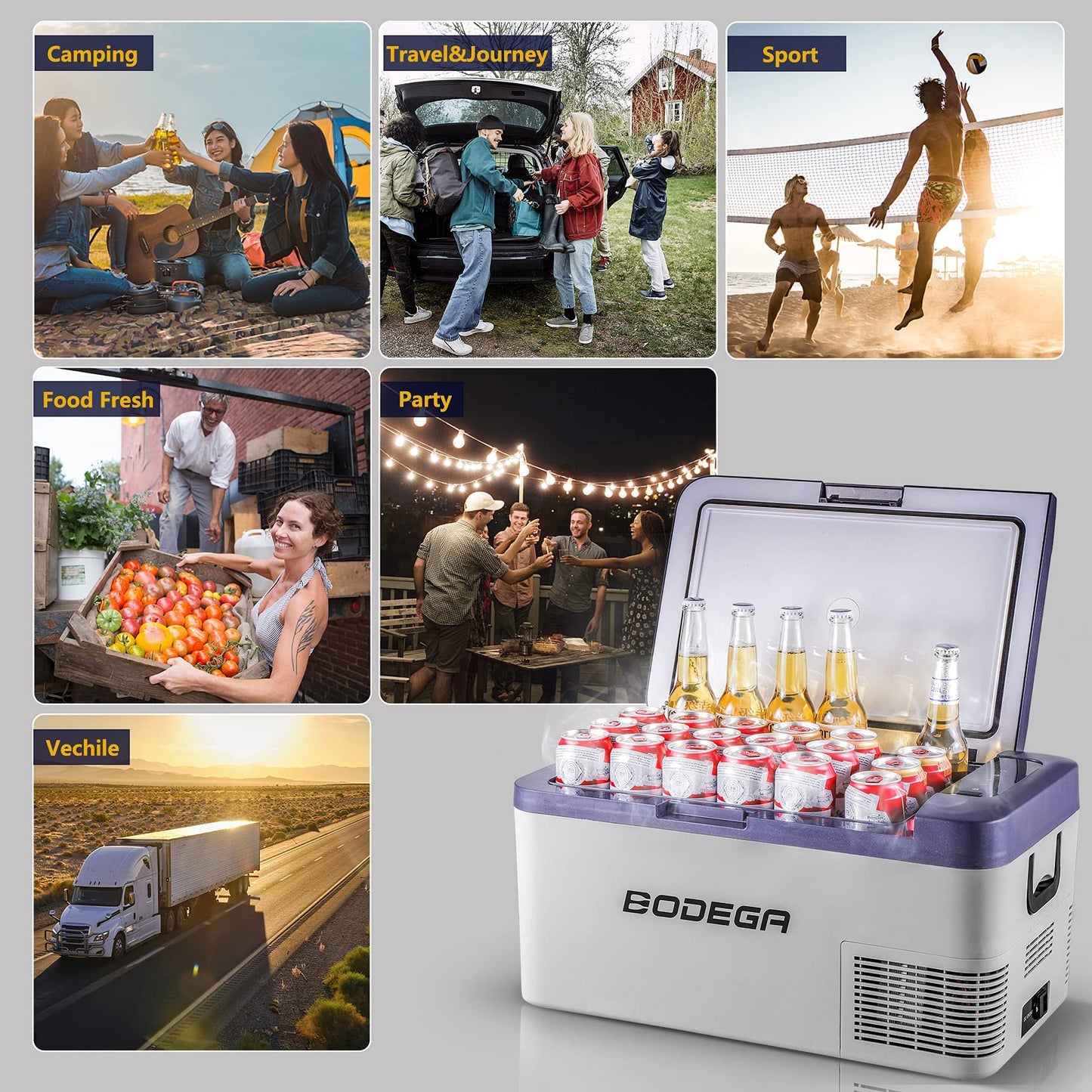 BODEGAcooler 20 Quart/18L K18 Portable Car Fridge/Freezer - Dark Blue