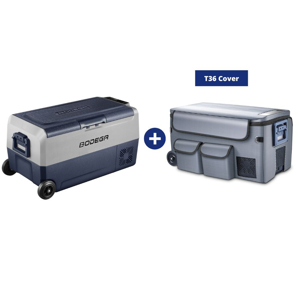 BODEGAcooler 38qt/36L Dual Zone 12V Portable Car Fridge T36