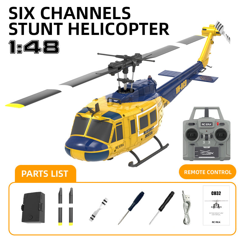 RCERA C032 UH-1 Huey RC Helicopter 6CH 1/48 6-axis Gyro Barometer Altitude Determination Optical Flow Positioning TOF Laser Radar Aerobatic Helicopter