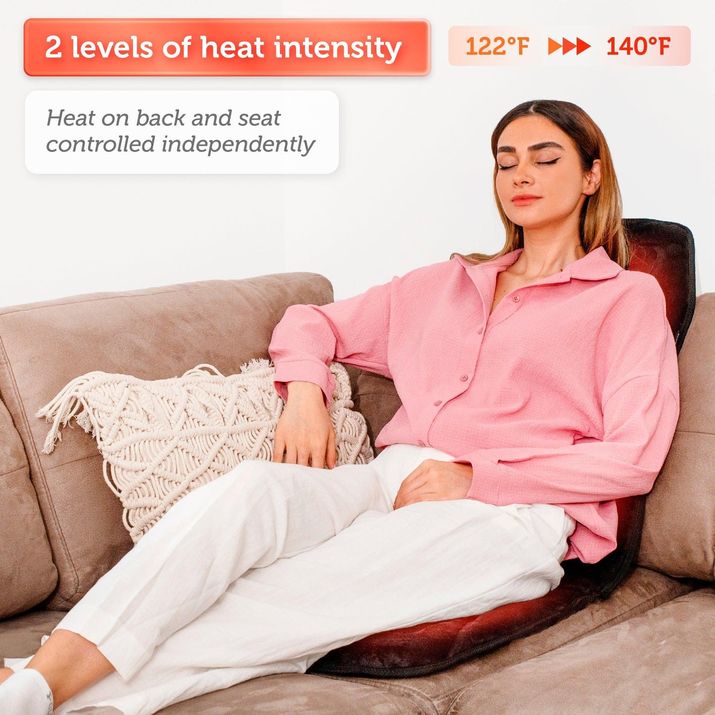 Comfier Vibration Back Massage Cushion with Heat, Massage Pad for Home or Office Chair CF-2206