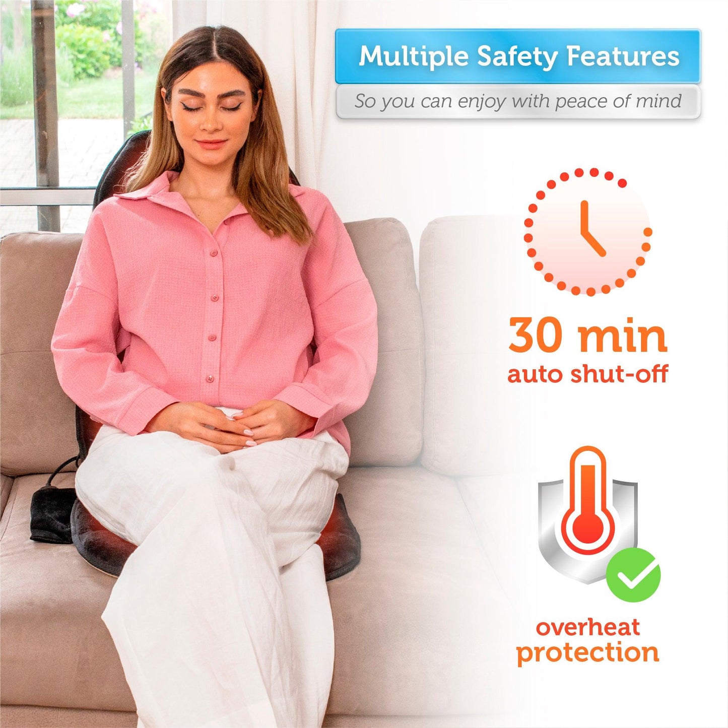 Comfier Vibration Back Massage Cushion with Heat, Massage Pad for Home or Office Chair CF-2206